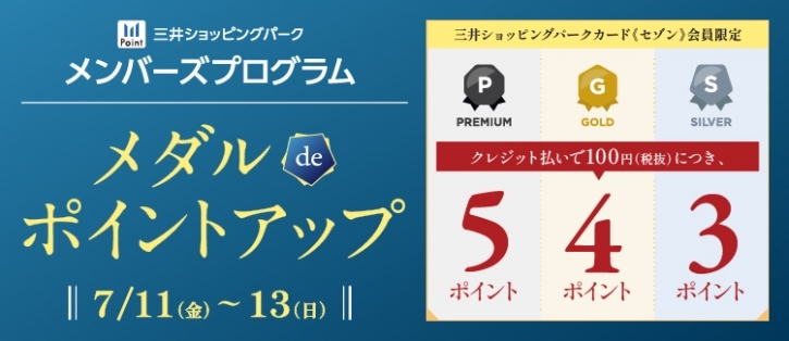 三井ショッピングパークカード《セゾン》会員様限定！メダルdeポイントアップ